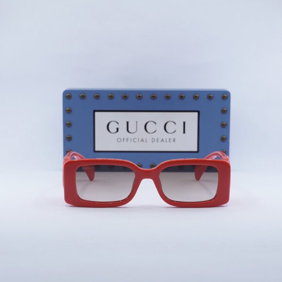 Gucci GG1325S 005 Rectangle Sunglasses - Red/Brown - Picture 5 of 12
